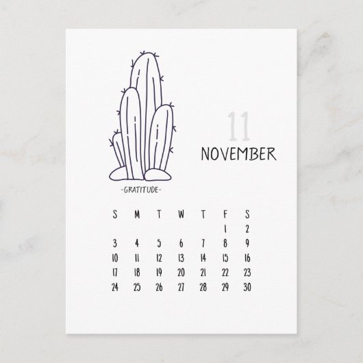 November Cactus 2024 Kalender Kaart (Voorkant)