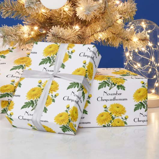 November Chrysanthemum Bloemen Cadeaupapier (Feestdagen)