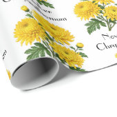 November Chrysanthemum Bloemen Cadeaupapier (Rol Hoek)
