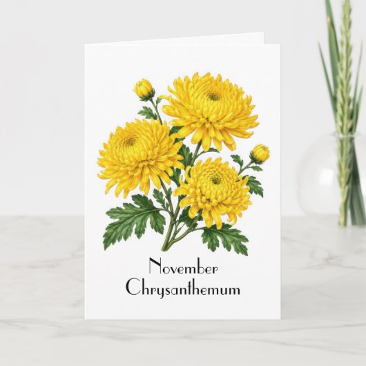 November Chrysanthemum Bloemen Groet Kaart (Voorkant)