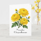 November Chrysanthemum Bloemen Groet Kaart (Gele Bloem)