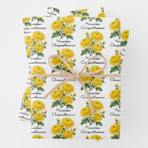 November Chrysanthemum Bloemen Inpakpapier Vel