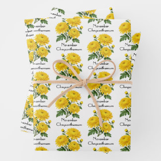 November Chrysanthemum Bloemen Inpakpapier Vel