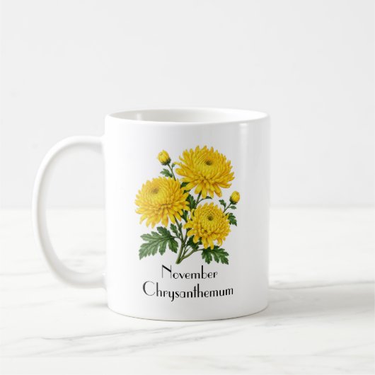 November Chrysanthemum Bloemen Koffiemok (Links)