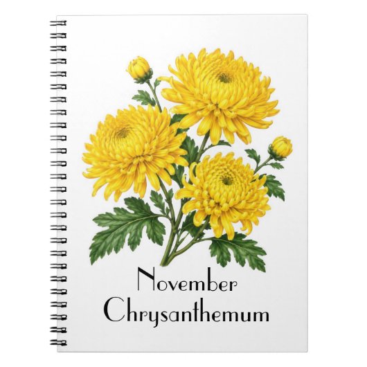 November Chrysanthemum Bloemen Notitieboek (Voorkant)