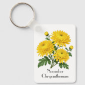 November Chrysanthemum Bloemen Sleutelhanger (Voorkant)