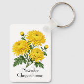 November Chrysanthemum Bloemen Sleutelhanger (Achterkant)