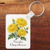 November Chrysanthemum Bloemen Sleutelhanger (Achterkant)