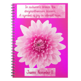 November Chrysanthemum Geboorte Bloem Spiraalvormi Notitieboek