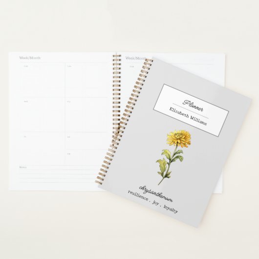 NOVEMBER CHRYSANTHEMUM GEBOORTEBLOEM GEPERSONALISE PLANNER (Display)