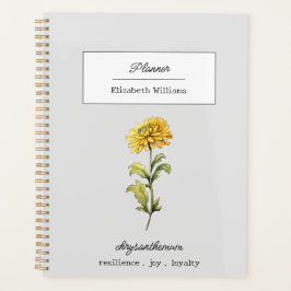 NOVEMBER CHRYSANTHEMUM GEBOORTEBLOEM GEPERSONALISE PLANNER