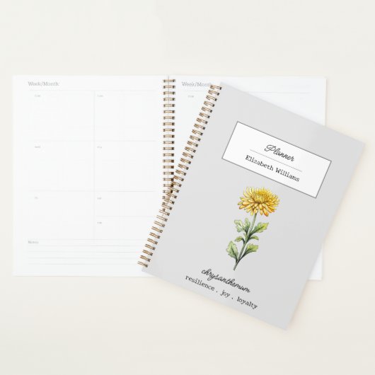NOVEMBER CHRYSANTHEMUM GEBOORTEBLOEM GEPERSONALISE PLANNER (Display)