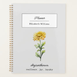 NOVEMBER CHRYSANTHEMUM GEBOORTEBLOEM GEPERSONALISE PLANNER