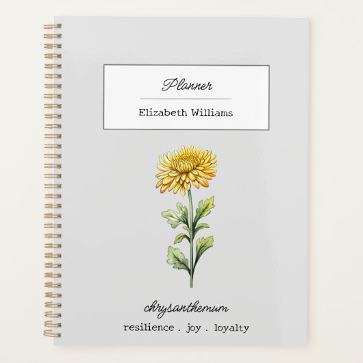 NOVEMBER CHRYSANTHEMUM GEBOORTEBLOEM GEPERSONALISE PLANNER (Voorkant)