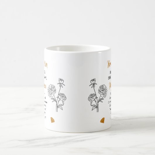 November Chrysanthemum Peony Verjaardag Keepsake Koffiemok (Center)