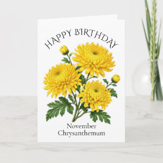 November Chrysanthemum Verjaardag Kaart