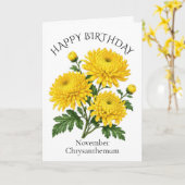 November Chrysanthemum Verjaardag Kaart (Gele Bloem)