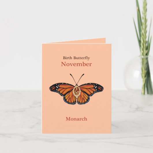 November Citrien Edelsteen Monarch Butterfly Desig Kaart (Voorkant)