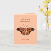 November Citrien Edelsteen Monarch Butterfly Desig Kaart (Gele Bloem)