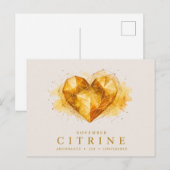 November Citrien Hart Geboortesteen Briefkaart (Voorkant / Achterkant)