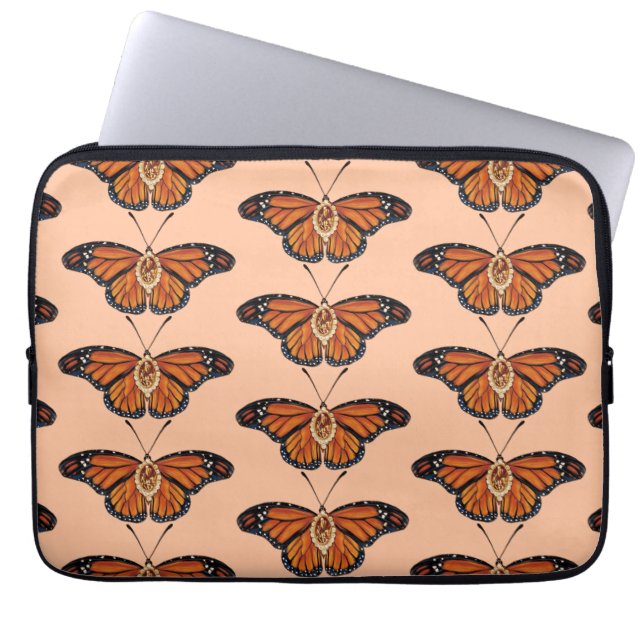 November Citrien Monarch Vlinder Patroon Ontwerp Laptop Sleeve (Voorkant)