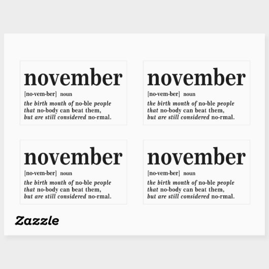 November Definitie Rechthoekige Sticker (Vel)