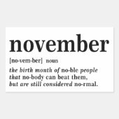 November Definitie Rechthoekige Sticker (Voorkant)