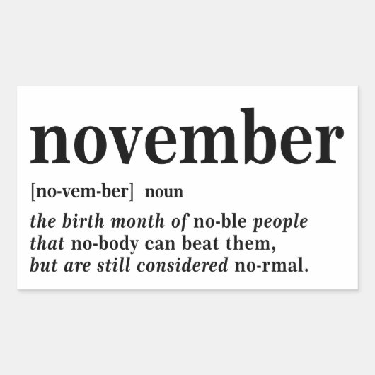 November Definitie Rechthoekige Sticker (Voorkant)