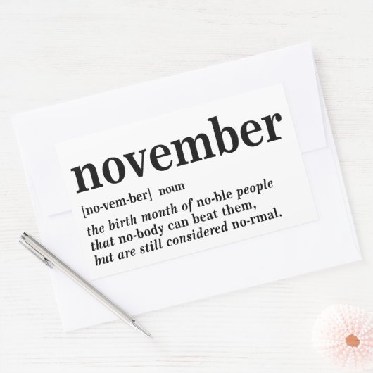 November Definitie Rechthoekige Sticker (Envelop)