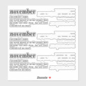 November Definitie Verjaardag Sticker (Vel)