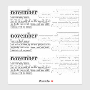 November Definitie Verjaardag Sticker