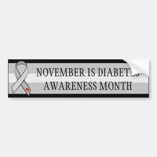 November Diabetes Awareness Month Ribbon Bumpersticker (Voorkant)