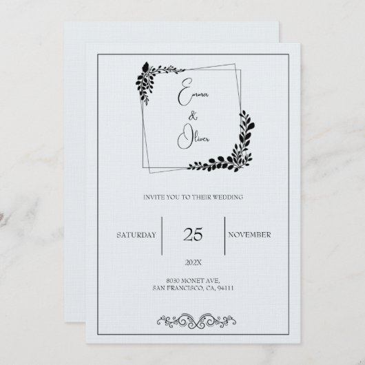 "November Elegance" bruiloft Invitati Kaart (Voorkant / Achterkant)