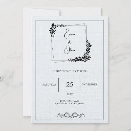 "November Elegance"  bruiloft Invitati Kaart (Voorkant)