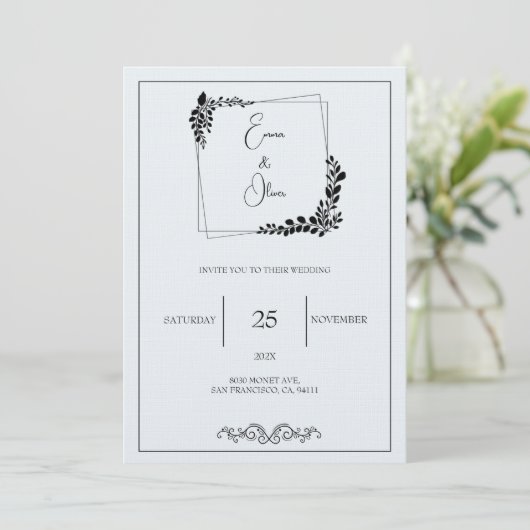 "November Elegance"  bruiloft Invitati Kaart (Staand voorkant)