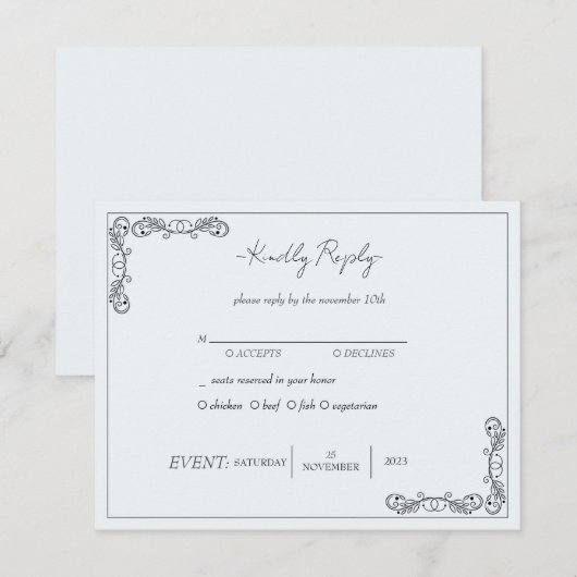 "November Elegance" bruiloft RSVP Kaart (Voorkant / Achterkant)