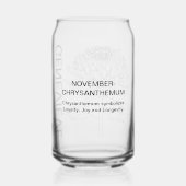 November Geboorte Bloem Chrysanthem met aangepaste Blikvorm Glas (Achterkant)