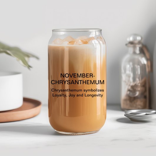 November Geboorte Bloem Chrysanthem met aangepaste Blikvorm Glas