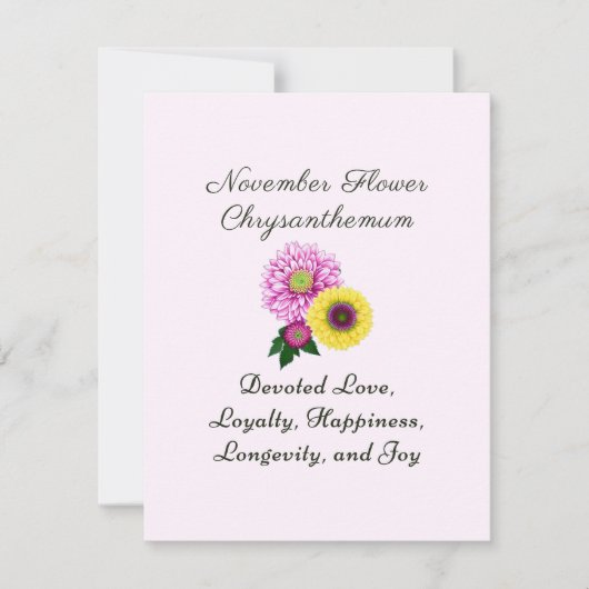 November Geboorte Maand Bloem Chrysanthemum (Voorkant)