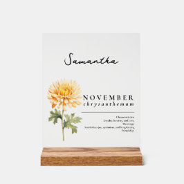 November Geboorte Maand Bloem Chrysanthemum Acryl Bord