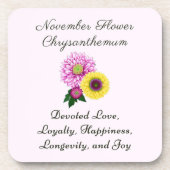November Geboorte Maand Bloem Chrysanthemum Bier Onderzetter (Voorkant)