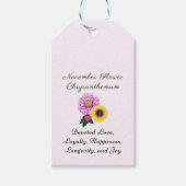 November Geboorte Maand Bloem Chrysanthemum Cadeaulabel (Voorkant)