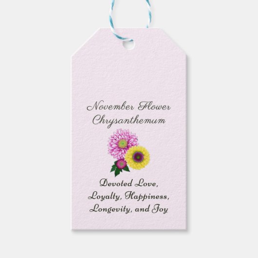 November Geboorte Maand Bloem Chrysanthemum Cadeaulabel (Voorkant)