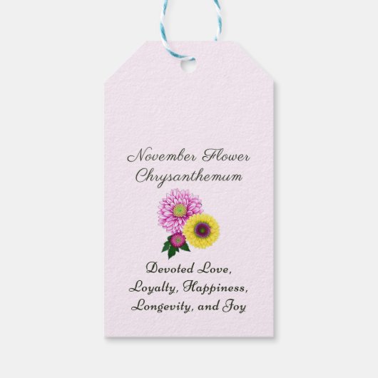 November Geboorte Maand Bloem Chrysanthemum Cadeaulabel (Achterkant)