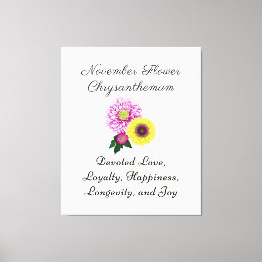 November Geboorte Maand Bloem Chrysanthemum Canvas Afdruk (Voorkant)