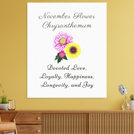 November Geboorte Maand Bloem Chrysanthemum Canvas Afdruk (Insitu (Woonkamer))