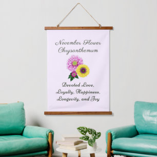 November Geboorte Maand Bloem Chrysanthemum Hangend Wandkleed