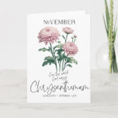 November Geboorte Maand Bloem Chrysanthemum Kaart (Voorkant)