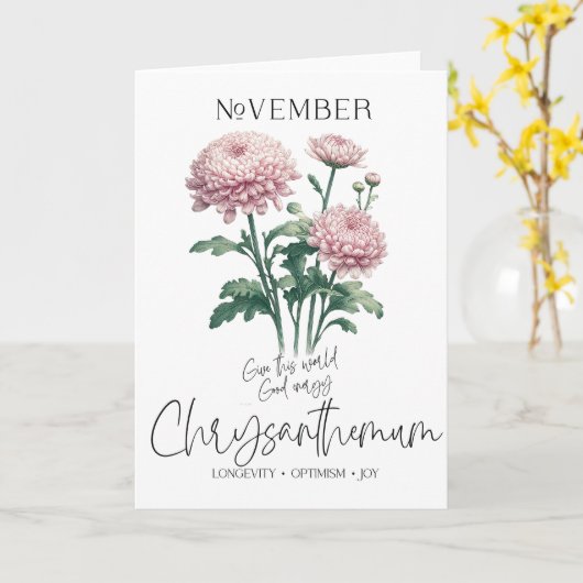November Geboorte Maand Bloem Chrysanthemum Kaart (Gele Bloem)