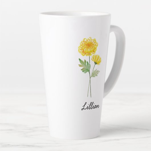 November Geboorte Maand Bloem Chrysanthemum Latte Mok (Rechterhoek)